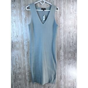 Express Midi NWT Sweater Dress L Sage‎ Green Sleeveless Ribbed V Neck Bodycon